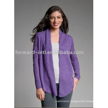 cashmere cable open cardigan